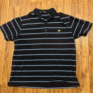 Masters Collection Polo Shirt Men XL Black Blue‎ Striped Golf Augusta